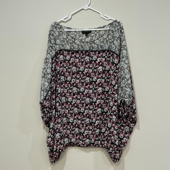 Size 26/28 Lane Bryant Floral Blouse - Grey, Pink, Black and White - Picture 1 of 6